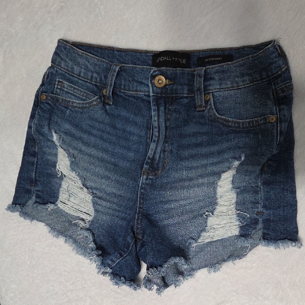 Kendall & Kylie Dark Blue Distressed Jean Shorts
